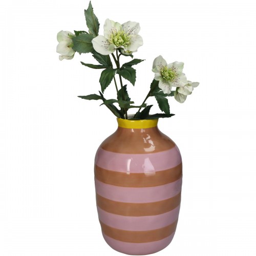 Βάζο ArteLibre Με Ρίγες Ροζ Δολομίτης 17.6x17.6x26.4cm Διακόσμηση - Φως - Χαλιά