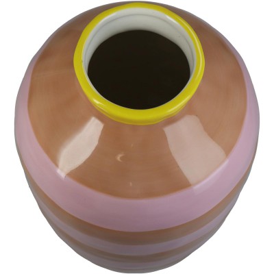 Βάζο ArteLibre Με Ρίγες Ροζ Δολομίτης 17.6x17.6x26.4cm Διακόσμηση - Φως - Χαλιά