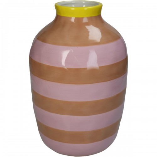 Βάζο ArteLibre Με Ρίγες Ροζ Δολομίτης 17.6x17.6x26.4cm Διακόσμηση - Φως - Χαλιά