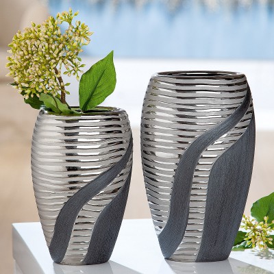 Βάζο ArteLibre Ασημί-Γκρι Κεραμικό 8.5x14.5x24.5cm 05160090 Βάζο ArteLibre Ασημί-Γκρι Κεραμικό 8.5x14.5x24.5cm 05160090