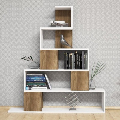 Βιβλιοθήκη PRUNELA Λευκό/Καρυδιά 120x22x131cm Έπιπλα Γραφείου Βιβλιοθήκη PRUNELA Λευκό/Καρυδιά 120x22x131cm Έπιπλα Γραφείου