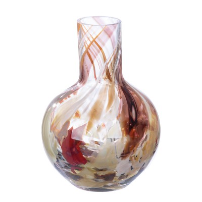 Γυάλινο Βάζο Σφαιρικό 'Roslin' Καφέ-Κόκκινο 21x16cm  05161098