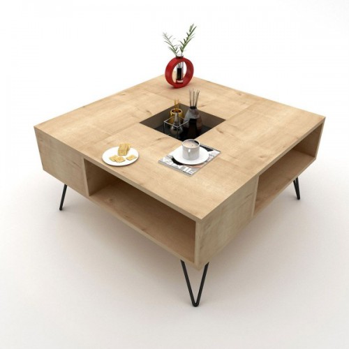 Τραπεζάκι Σαλονιού DONOUSA Δρυς/Μαύρο 80x80x38.6cm Σαλόνι Τραπεζάκι Σαλονιού DONOUSA Δρυς/Μαύρο 80x80x38.6cm Σαλόνι