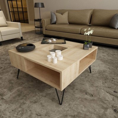 Τραπεζάκι Σαλονιού DONOUSA Δρυς/Μαύρο 80x80x38.6cm Σαλόνι Τραπεζάκι Σαλονιού DONOUSA Δρυς/Μαύρο 80x80x38.6cm Σαλόνι