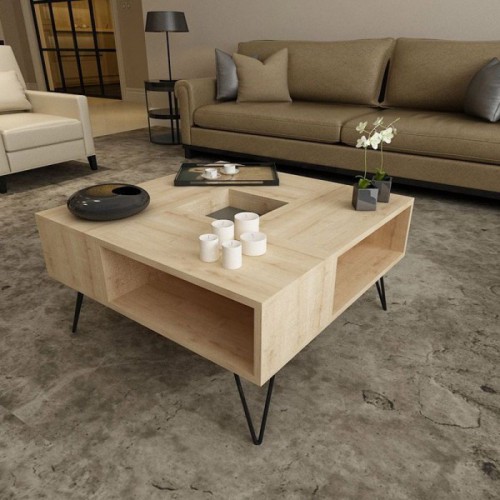 Τραπεζάκι Σαλονιού DONOUSA Δρυς/Μαύρο 80x80x38.6cm Σαλόνι Τραπεζάκι Σαλονιού DONOUSA Δρυς/Μαύρο 80x80x38.6cm Σαλόνι