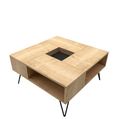 Τραπεζάκι Σαλονιού ArteLibre DONOUSA Δρυς-Μαύρο 80x80x38.6cm  14410013