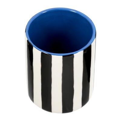 Βάζο Ριγέ Κεραμικό Μαύρο Λευκό D10X13Cm D10X13Cm 05161399 Βάζο Ριγέ Κεραμικό Μαύρο Λευκό D10X13Cm D10X13Cm 05161399