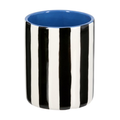 Βάζο Ριγέ Κεραμικό Μαύρο Λευκό D10X13Cm D10X13Cm 05161399 Βάζο Ριγέ Κεραμικό Μαύρο Λευκό D10X13Cm D10X13Cm 05161399