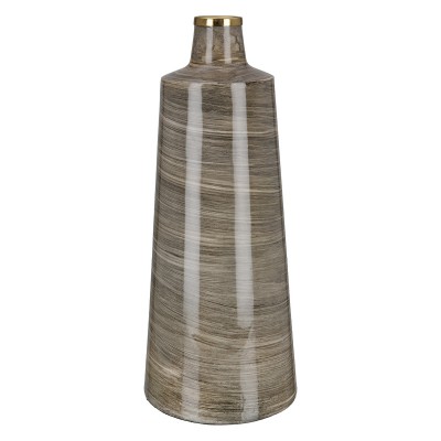 Βάζο Conical "Stripes" Μέταλλο Brown PU H. 48 cm D. 19 cm  05161123