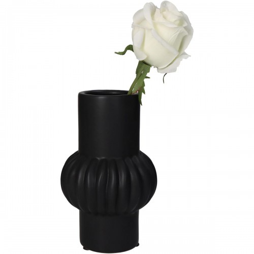 Βάζο ArteLibre Γραμμές Μαύρο Κεραμικό 11.5x11.5x19cm Διακόσμηση - Φως - Χαλιά