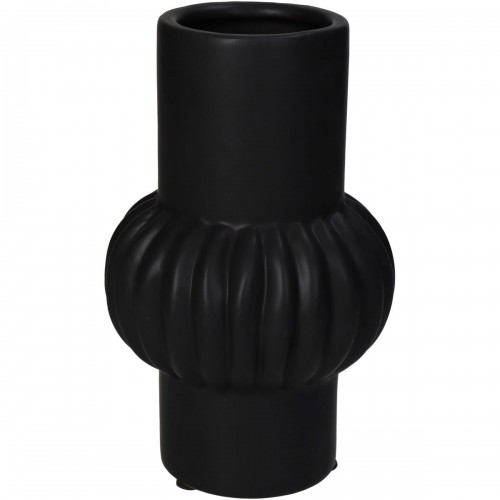 Βάζο ArteLibre Γραμμές Μαύρο Κεραμικό 11.5x11.5x19cm Διακόσμηση - Φως - Χαλιά