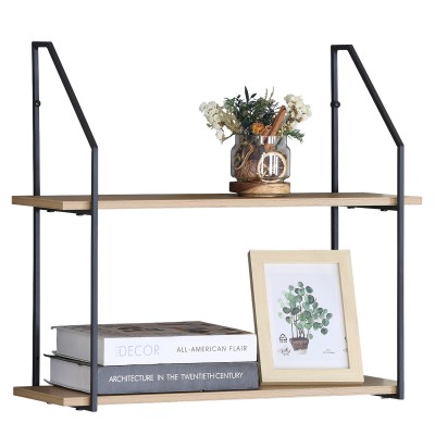 Ραφιέρα Τοίχου ArteLibre OLVAN Δρυς-Μαύρο MDF-Μέταλλο 65x20x52cm  15340087