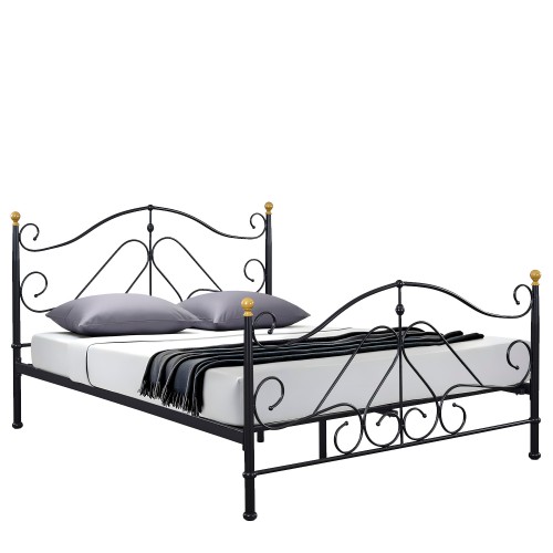 Κρεβάτι ArteLibre EVELYN Μεταλλικό Semy Glossy Black 210x159x109cm (Στρώμα 150x200cm)  14250006 Υπνοδωμάτιο