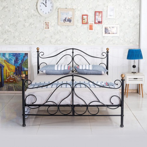 Κρεβάτι ArteLibre EVELYN Μεταλλικό Semy Glossy Black 210x159x109cm (Στρώμα 150x200cm)  14250006 Υπνοδωμάτιο