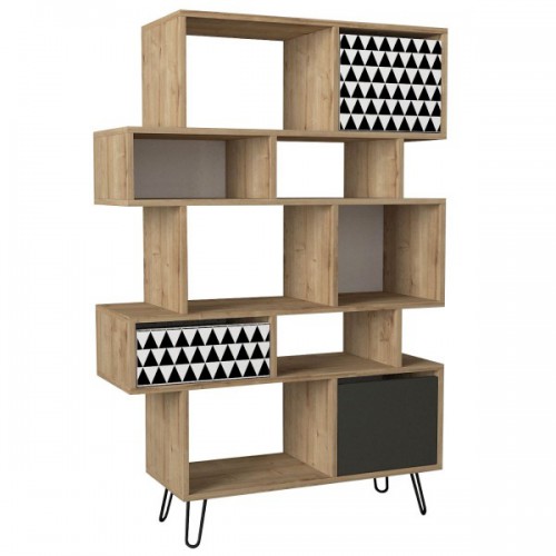 Βιβλιοθήκη MATCH Φυσικό/Ανθρακί Με Σχέδιο 95x35x150cm Έπιπλα Γραφείου Βιβλιοθήκη MATCH Φυσικό/Ανθρακί Με Σχέδιο 95x35x150cm Έπιπλα Γραφείου