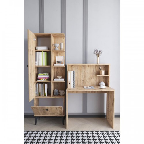 Γραφείο Με Ράφια DIALLO Δρυς Μοριοσανίδα 150x50x123cm Έπιπλα Γραφείου Γραφείο Με Ράφια DIALLO Δρυς Μοριοσανίδα 150x50x123cm Έπιπλα Γραφείου