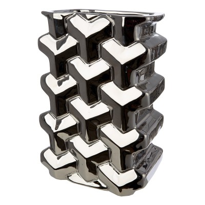 Βάζο Ορθογώνιο Κεραμικό Ασημί χρώμα 15X10X22Cm 15X10X22Cm  05161483 Διακόσμηση - Φως - Χαλιά