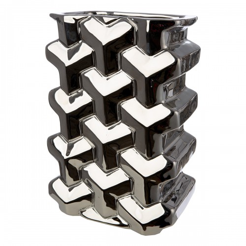 Βάζο Ορθογώνιο Κεραμικό Ασημί χρώμα 15X10X22Cm 15X10X22Cm  05161483 Διακόσμηση - Φως - Χαλιά