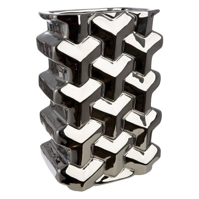 Βάζο Ορθογώνιο Κεραμικό Ασημί χρώμα 15X10X22Cm 15X10X22Cm  05161483