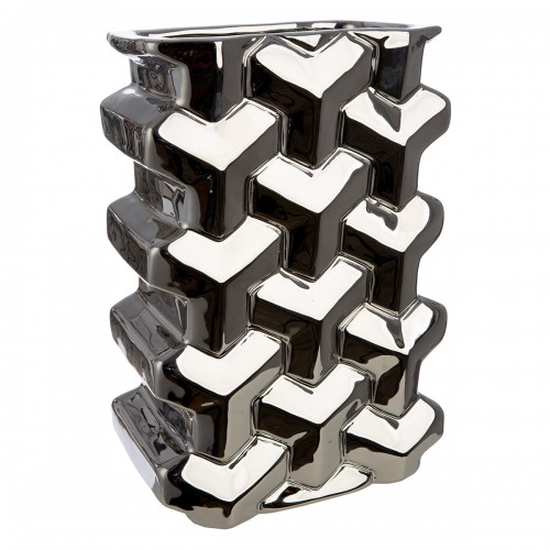Βάζο Ορθογώνιο Κεραμικό Ασημί χρώμα 15X10X22Cm 15X10X22Cm  05161483 Διακόσμηση - Φως - Χαλιά