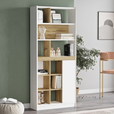 Βιβλιοθήκη Λευκό/Φυσικό Μοριοσανίδα 75.6x25x170cm 15350066 Έπιπλα Γραφείου Βιβλιοθήκη Λευκό/Φυσικό Μοριοσανίδα 75.6x25x170cm 15350066 Έπιπλα Γραφείου