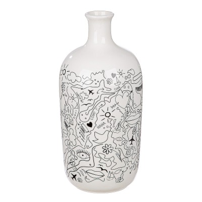 Βάζο ArteLibre Modern Art Λευκό Πορσελάνη Φ12x25cm Σε 2 Σχέδια  05161037 Διακόσμηση - Φως - Χαλιά