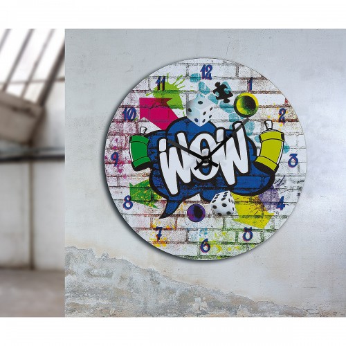 Ρολόι Τοίχου ArteLibre 'Wow' Με Γκράφιτι Πολύχρωμο MDF Φ33.8x2cm 05160842 Διακόσμηση - Φως - Χαλιά Ρολόι Τοίχου ArteLibre 'Wow' Με Γκράφιτι Πολύχρωμο MDF Φ33.8x2cm 05160842 Διακόσμηση - Φως - Χαλιά