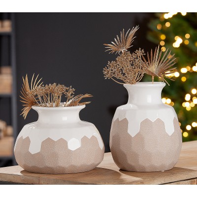 Βάζο ArteLibre Λευκό-Μπεζ Κεραμικό 20cm 05160196 Βάζο ArteLibre Λευκό-Μπεζ Κεραμικό 20cm 05160196