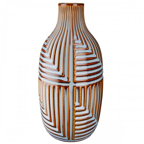 Βάζο "Batista" Striped Κεραμικό Μπλε Brown PU H. 28 cm D. 14 cm  05161065 Διακόσμηση - Φως - Χαλιά