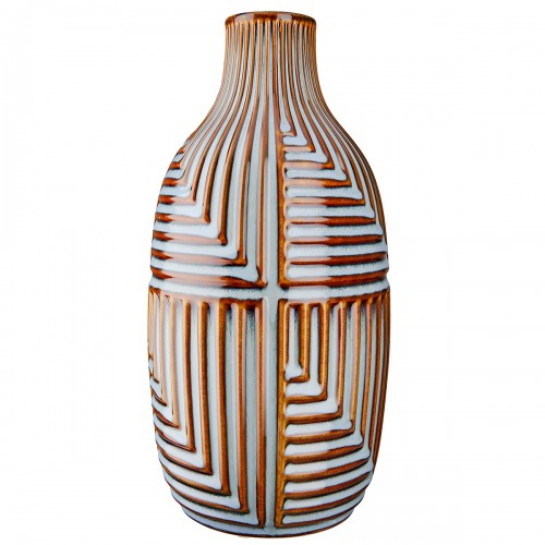 Βάζο "Batista" Striped Κεραμικό Μπλε Brown PU H. 28 cm D. 14 cm  05161065 Διακόσμηση - Φως - Χαλιά