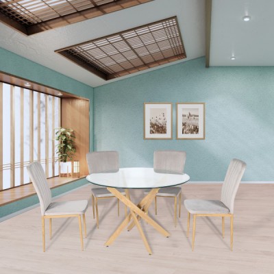 Τραπέζι ArteLibre KATLA Διάφανο-Φυσικό Γυαλί-Ξύλο 120x120x75cm 14320034 Τραπέζι ArteLibre KATLA Διάφανο-Φυσικό Γυαλί-Ξύλο 120x120x75cm 14320034