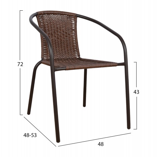 ΠΟΛΥΘΡΟΝΑ ΚΑΡΕΚΛΑ CAMEL HM5015.02 ΚΑΦΕ ΜΕΤΑΛΛΙΚΗ ΜΕ WICKER ΚΑΦΕ 48x48-53x72 cm ΠΟΛΥΘΡΟΝΑ ΚΑΡΕΚΛΑ CAMEL HM5015.02 ΚΑΦΕ ΜΕΤΑΛΛΙΚΗ ΜΕ WICKER ΚΑΦΕ 48x48-53x72 cm