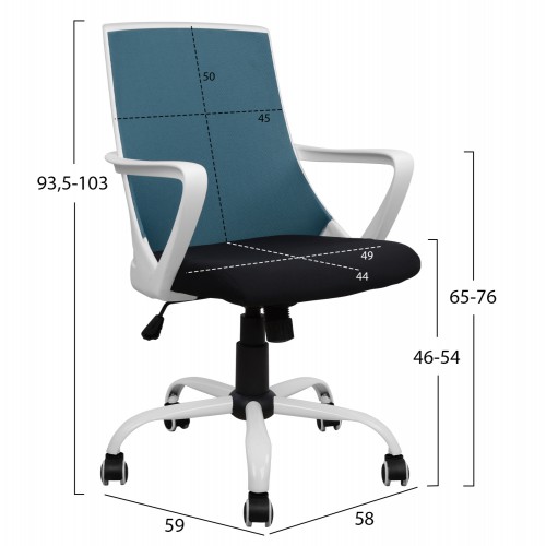 ΚΑΡΕΚΛΑ ΓΡΑΦΕΙΟΥ MALFOI HM1053.06 ΜΠΛΕ MESH & ΠΟΔΙ ΜΕΤΑΛΛΙΚΟ 58x59x103 εκ. Έπιπλα Γραφείου