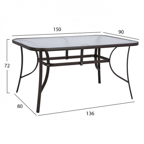 ΤΡΑΠΕΖΙ BRUNO 150X90Χ72Υεκ. ΚΑΦΕ ΜΕΤΑΛΛΙΚΟ ΜΕ ΓΥΑΛΙΝΗ ΕΠΙΦΑΝΕΙΑ HM5145.02 ΤΡΑΠΕΖΙ BRUNO 150X90Χ72Υεκ. ΚΑΦΕ ΜΕΤΑΛΛΙΚΟ ΜΕ ΓΥΑΛΙΝΗ ΕΠΙΦΑΝΕΙΑ HM5145.02