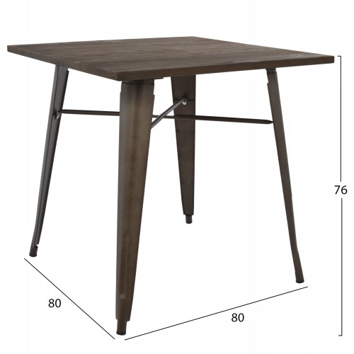 ΤΡΑΠΕΖΙ ΜΕΤΑΛΛΙΚΟ ΣΕ ΧΡΩΜΑ RUSTY ΚΑΙ ΞΥΛΟ HM0611.04 80x80x76εκ Σαλόνι ΤΡΑΠΕΖΙ ΜΕΤΑΛΛΙΚΟ ΣΕ ΧΡΩΜΑ RUSTY ΚΑΙ ΞΥΛΟ HM0611.04 80x80x76εκ Σαλόνι