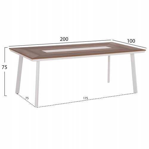 ΤΡΑΠΕΖΙ ΑΛΟΥΜΙΝΙΟΥ TABER ΜΕ POLYWOOD 200X100 ΛΕΥΚΟ HM5131.11 Εξωτερικού Χώρου