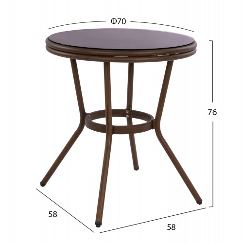 ΤΡΑΠΕΖΙ ΑΛΟΥΜΙΝΙΟΥ MOSES Φ70x76 εκ. BAMBOO LOOK HM5532.03 ΚΑΦΕ ΜΕ ΓΥΑΛΙ ΤΡΑΠΕΖΙ ΑΛΟΥΜΙΝΙΟΥ MOSES Φ70x76 εκ. BAMBOO LOOK HM5532.03 ΚΑΦΕ ΜΕ ΓΥΑΛΙ