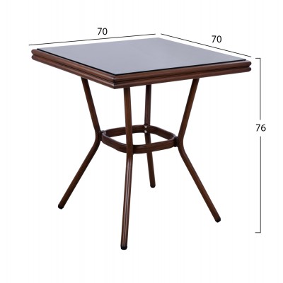 ΤΡΑΠΕΖΙ ΑΛΟΥΜΙΝΙΟΥ HARLOW 70X70X76Υ ΜΕ ΟΨΗ BAMBOO HM5568.03 ΚΑΦΕ ΜΕ ΓΥΑΛΙ ΤΡΑΠΕΖΙ ΑΛΟΥΜΙΝΙΟΥ HARLOW 70X70X76Υ ΜΕ ΟΨΗ BAMBOO HM5568.03 ΚΑΦΕ ΜΕ ΓΥΑΛΙ
