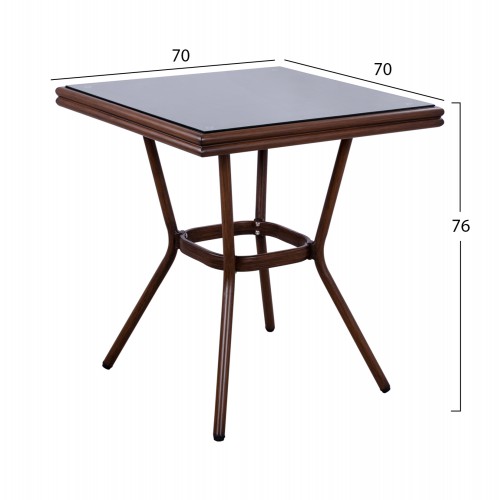 ΤΡΑΠΕΖΙ ΑΛΟΥΜΙΝΙΟΥ HARLOW 70X70X76 BAMBOO LOOK HM5568.03 ΚΑΦΕ ΜΕ ΓΥΑΛΙ Εξωτερικού Χώρου ΤΡΑΠΕΖΙ ΑΛΟΥΜΙΝΙΟΥ HARLOW 70X70X76 BAMBOO LOOK HM5568.03 ΚΑΦΕ ΜΕ ΓΥΑΛΙ Εξωτερικού Χώρου