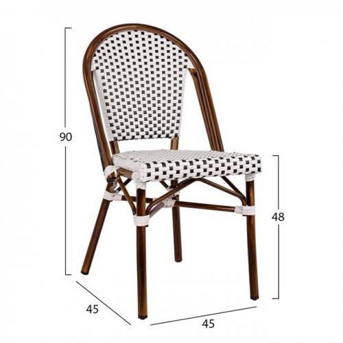 ΚΑΡΕΚΛΑ BISTRO ΑΛΟΥΜΙΝΙΟΥ BAMBOO LOOK ΜΕ ΛΕΥΚΟ-ΜΑΥΡΟ RATTAN HM5566.01 45x54x90Υεκ. ΚΑΡΕΚΛΑ BISTRO ΑΛΟΥΜΙΝΙΟΥ BAMBOO LOOK ΜΕ ΛΕΥΚΟ-ΜΑΥΡΟ RATTAN HM5566.01 45x54x90Υεκ.