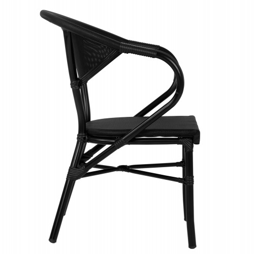 ΠΟΛΥΘΡΟΝΑ ΑΛΟΥΜΙΝΙΟΥ CLAY BAMBOO LOOK ΜΑΥΡΗ ΜΕ TEXTLINE HM5025.02 59x60x82 cm Εξωτερικού Χώρου
