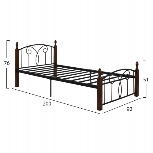 ΚΡΕΒΑΤΙ SUZIE ΜΕΤΑΛΛΟ ΞΥΛΟ ΜΟΝΟ ΣΤΡΩΜΑ 90x190 εκ. HM389 ΚΡΕΒΑΤΙ SUZIE ΜΕΤΑΛΛΟ ΞΥΛΟ ΜΟΝΟ ΣΤΡΩΜΑ 90x190 εκ. HM389