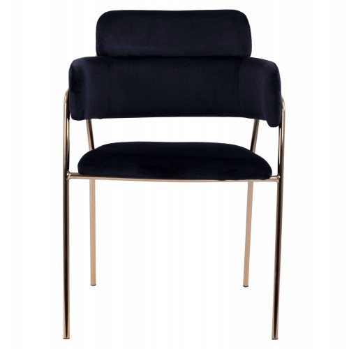 ΠΟΛΥΘΡΟΝΑΚΙ KELSO HM8521.04 ΒΕΛΟΥΔΟ ΜΑΥΡΟ & ΕΠΙΧΡΥΣΟ ΠΟΔΙ 52,5x52x80Υ εκ. Σαλόνι