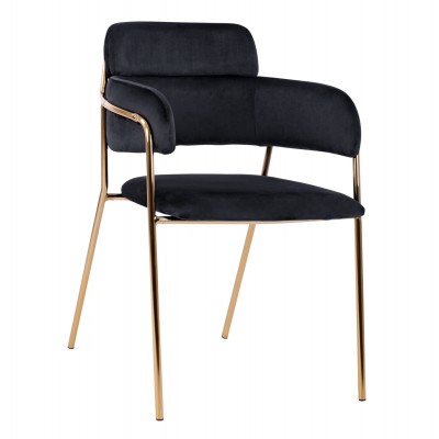 ΣΕΤ ΠΟΛΥΘΡΟΝΑΚΙ KELSO HM8521.04 ΒΕΛΟΥΔΟ ΜΑΥΡΟ & ΕΠΙΧΡΥΣΟ ΠΟΔΙ 52,5x52x80Υ εκ.