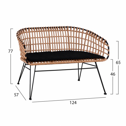 ΠΑΓΚΑΚΙ ΜΕΤΑΛΛΙΚΟ ALLEGRA HM5692 ΜΕ WICKER ΜΑΥΡΟ-ΜΠΕΖ 124x57x77Υ εκ. Εξωτερικού Χώρου ΠΑΓΚΑΚΙ ΜΕΤΑΛΛΙΚΟ ALLEGRA HM5692 ΜΕ WICKER ΜΑΥΡΟ-ΜΠΕΖ 124x57x77Υ εκ. Εξωτερικού Χώρου