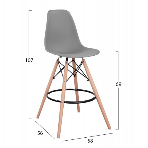 ΣΕΤ ΣΚΑΜΠΟ ΜΠΑΡ RENATA HM0173.10 ΓΚΡΙ 58x56x107Υ εκ.