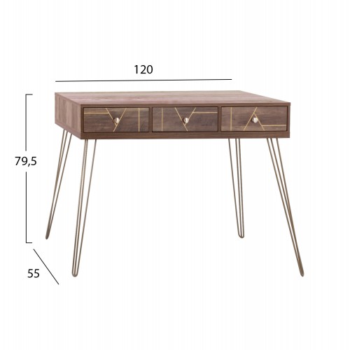 ΚΟΝΣΟΛΑ KAITLYN HM8653 ΚΑΡΥΔΙ ΜΕ ΧΡΥΣΟ 120x55x79,5Y εκ. Vintage - Country - Γυάλινα
