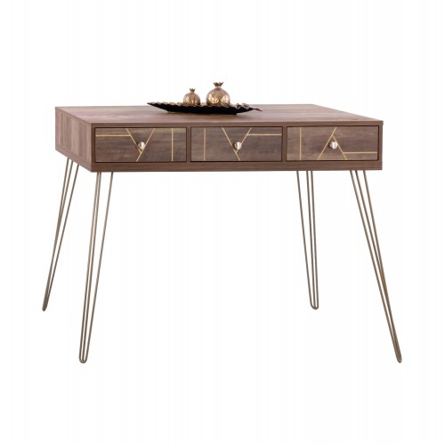 ΚΟΝΣΟΛΑ KAITLYN HM8653 ΚΑΡΥΔΙ ΜΕ ΧΡΥΣΟ 120x55x79,5Y εκ. Vintage - Country - Γυάλινα