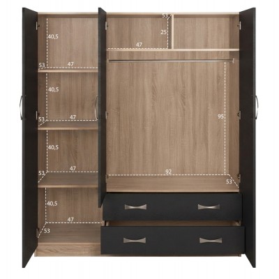 ΝΤΟΥΛΑΠΑ 3ΦΥΛΛΗ CARLY HM384.04 ΜΕ ΔΥΟ ΣΥΡΤΑΡΙΑ SONAMA-ΓΚΡΙ 150X55Χ180Υεκ. Υπνοδωμάτιο
