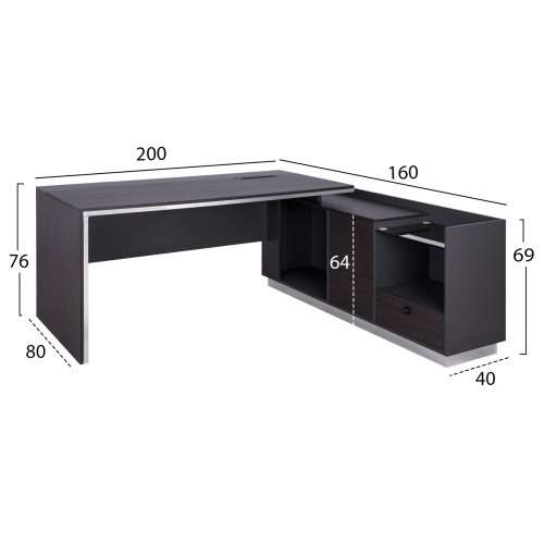 ΓΡΑΦΕΙΟ ΕΠΑΓΓΕΛΜΑΤΙΚΟ ΔΕΞΙΑ ΓΩΝΙΑ ROSEWOOD HM2112R 200X170X76Υ εκ. Έπιπλα Γραφείου